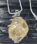 Citrine Wire Wrapped pendant on Silver Plated 18" Chain | Crystal Jewellery | Crystal Pendants
