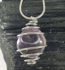 Amethyst Wire Wrapped Pendant on 18" Silver Plated Chain | Crystal Jewellery | Crystal Pendants