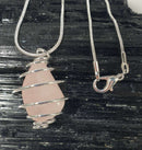Wire Wrapped Rose Quartz Pendant on 18" Silver Plated Chain | Crystal Jewellery | Crystal Pendants