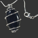 Obsidian Wire Wrapped Pendant on 18"Silver Plated Chain | Crystal Jewellery | Crystal Pendants