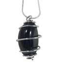 Obsidian Wire Wrapped Pendant on 18"Silver Plated Chain | Crystal Jewellery | Crystal Pendants