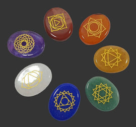 Chakra Symbol Crystal Set (Small) | Cut & Polished Crystals | Polished Crystal Thumb Stones