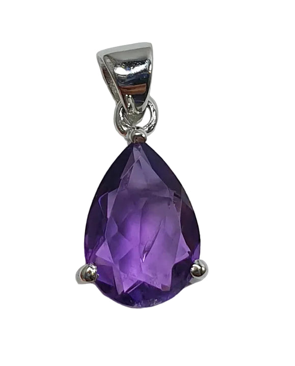 Amethyst Faceted Teardrop Pendant | Crystal Jewellery | Crystal Pendants
