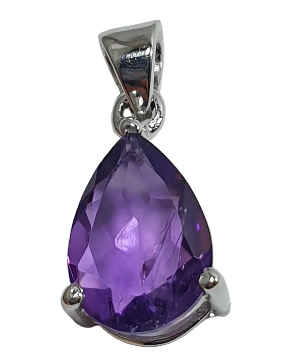 Amethyst Faceted Teardrop Pendant | Crystal Jewellery | Crystal Pendants