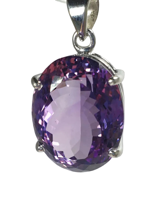 Amethyst Faceted Oval Pendant (Large) | Crystal Jewellery | Crystal Pendants