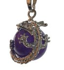 Amethyst Sphere Dragon Pendant Tibetan Silver | Crystal Jewellery | Crystal Pendants