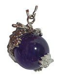 Amethyst Sphere Dragon Pendant Tibetan Silver | Crystal Jewellery | Crystal Pendants