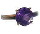 Amethyst Faceted Round Silver Ring (Size R) | Crystal Jewellery | Gemstone Rings