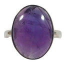 Amethyst Oval Silver Ring (Size N) | Crystal Jewellery | Gemstone Rings