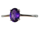 Delicate Amethyst Faceted Oval Silver Ring (Size P/Q) | Crystal Jewellery | Gemstone Rings