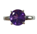 Amethyst Faceted Round Silver Ring (Size R) | Crystal Jewellery | Gemstone Rings