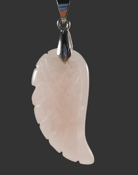 Rose Quartz Angel Wing Pendant Tibetan Silver | Crystal Jewellery | Crystal Pendants