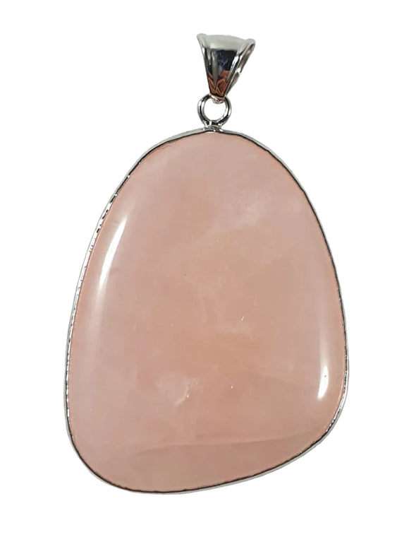 Rose Quartz Pendant Tibetan Silver (Large) | Crystal Jewellery | Crystal Pendants