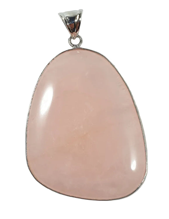 Rose Quartz Pendant Tibetan Silver (Large) | Crystal Jewellery | Crystal Pendants