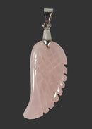 Rose Quartz Angel Wing Pendant Tibetan Silver | Crystal Jewellery | Crystal Pendants