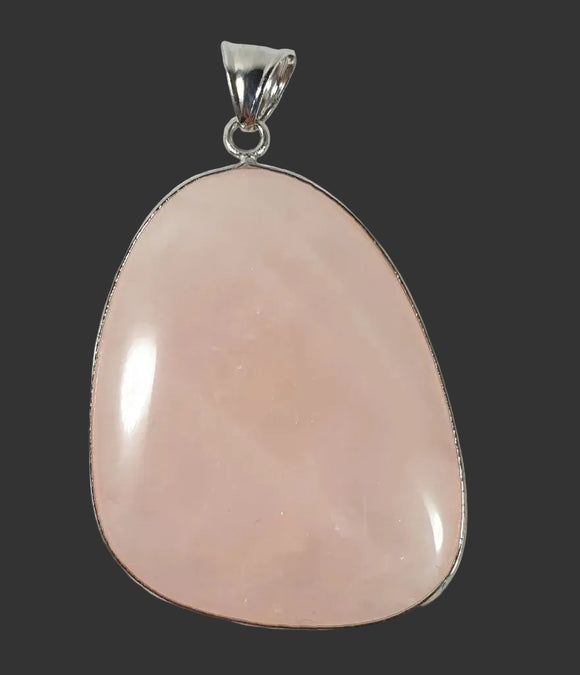 Rose Quartz Pendant Tibetan Silver (Large) | Crystal Jewellery | Crystal Pendants