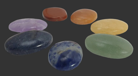 Thumb Stone Cabochons Chakra Set | Cut & Polished Crystals | Polished Crystal Thumb Stones