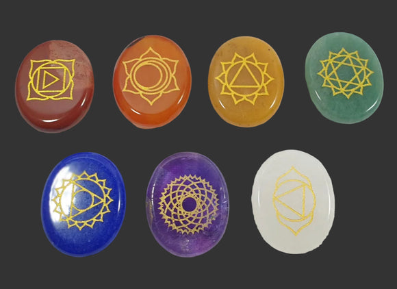 Chakra Symbol Crystal Set (Small) | Cut & Polished Crystals | Polished Crystal Thumb Stones