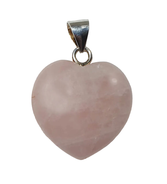 Rose Quartz Heart Pendant Silver Bale | Crystal Jewellery | Crystal Pendants