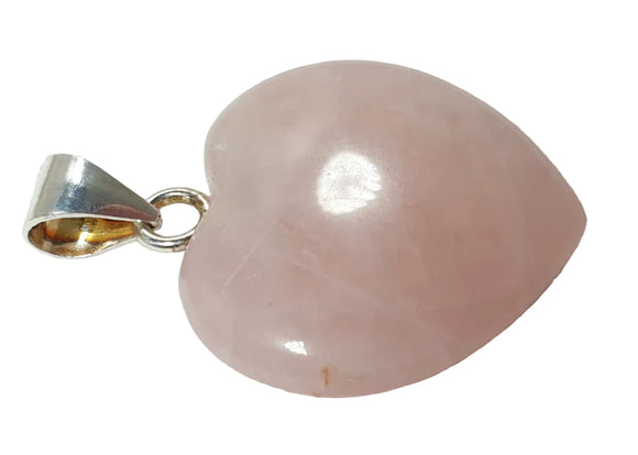 Rose Quartz Heart Pendant Silver Bale | Crystal Jewellery | Crystal Pendants