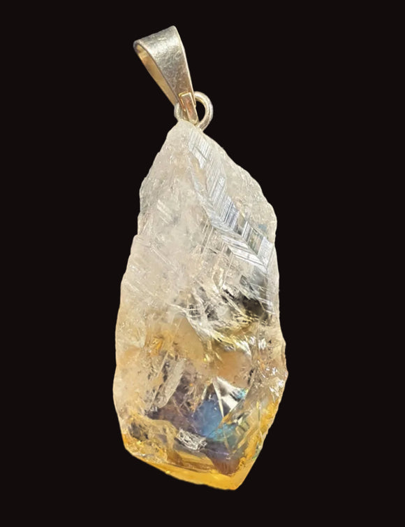Rainbow Aura Rough Citrine Point Pendant | Crystal Jewellery | Crystal Pendants
