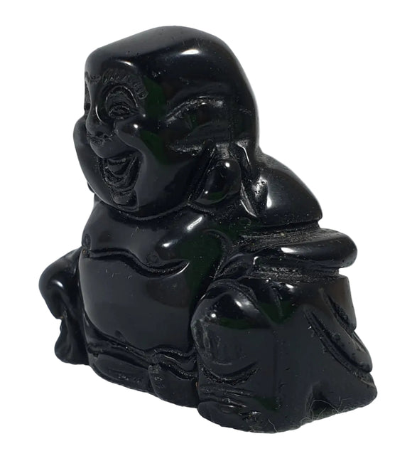 Black Obsidian Happiness Buddha (S/M) | Crystal Carvings | Hand Carved Buddhas