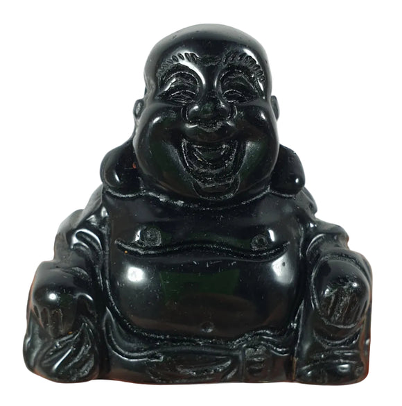 Black Obsidian Happiness Buddha (S/M) | Crystal Carvings | Hand Carved Buddhas