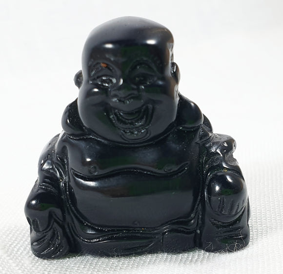 Black Obsidian Happiness Buddha (S/M) | Crystal Carvings | Hand Carved Buddhas