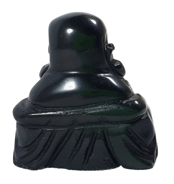Black Obsidian Happiness Buddha (S/M) | Crystal Carvings | Hand Carved Buddhas