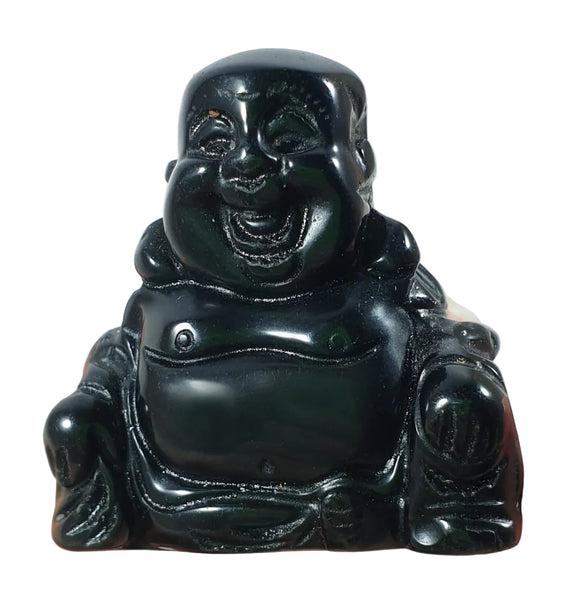 Black Obsidian Happiness Buddha (S/M) | Crystal Carvings | Hand Carved Buddhas