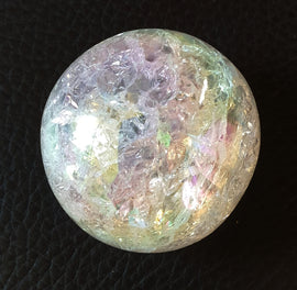 Rainbow Aura Crackle Quartz Pebble | Crystal Carvings | Polished Crystal Spheres