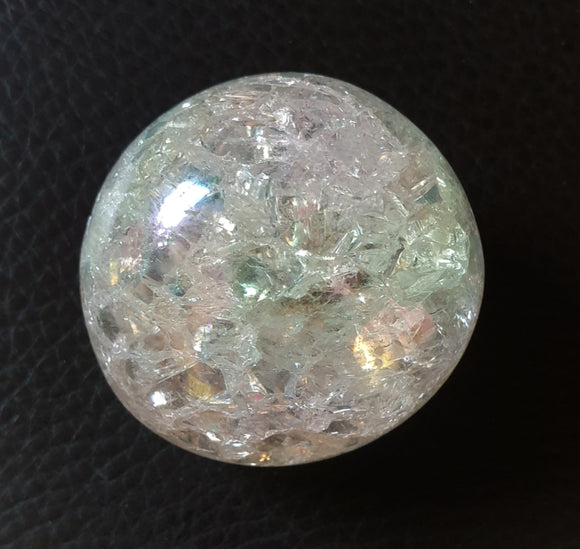 Rainbow Aura Crackle Quartz Pebble | Crystal Carvings | Polished Crystal Spheres