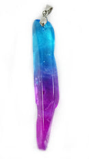 Blue and Magenta Long Quartz Point Pendant | Crystal Jewellery | Point Pendants