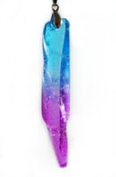 Blue and Magenta Long Quartz Point Pendant | Crystal Jewellery | Point Pendants