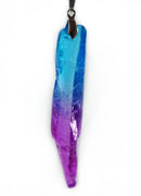 Blue and Magenta Long Quartz Point Pendant | Crystal Jewellery | Point Pendants