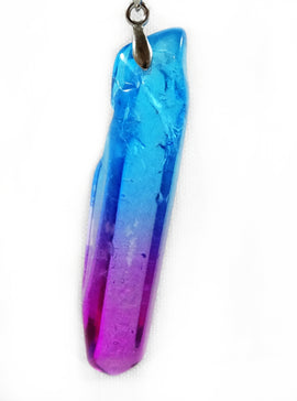 Magenta and Blue Quartz Long Point Pendant REDUCED | Crystal Jewellery | Point Pendants
