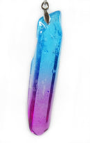 Magenta and Blue Quartz Long Point Pendant REDUCED | Crystal Jewellery | Point Pendants