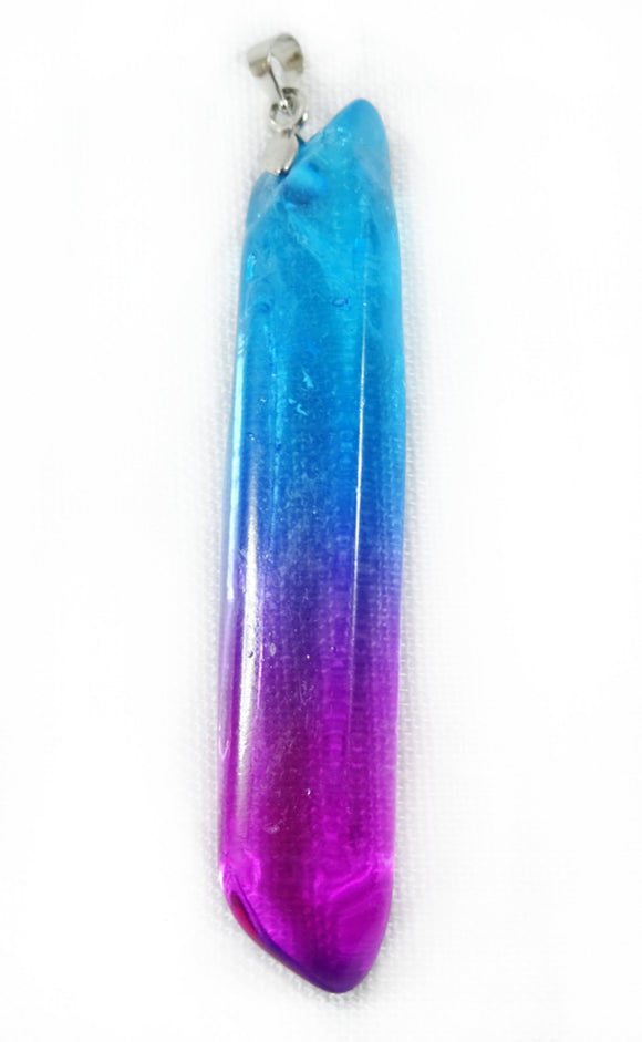Magenta and Blue Quartz Long Point Pendant REDUCED | Crystal Jewellery | Point Pendants