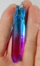 Magenta and Blue Quartz Long Point Pendant REDUCED | Crystal Jewellery | Point Pendants
