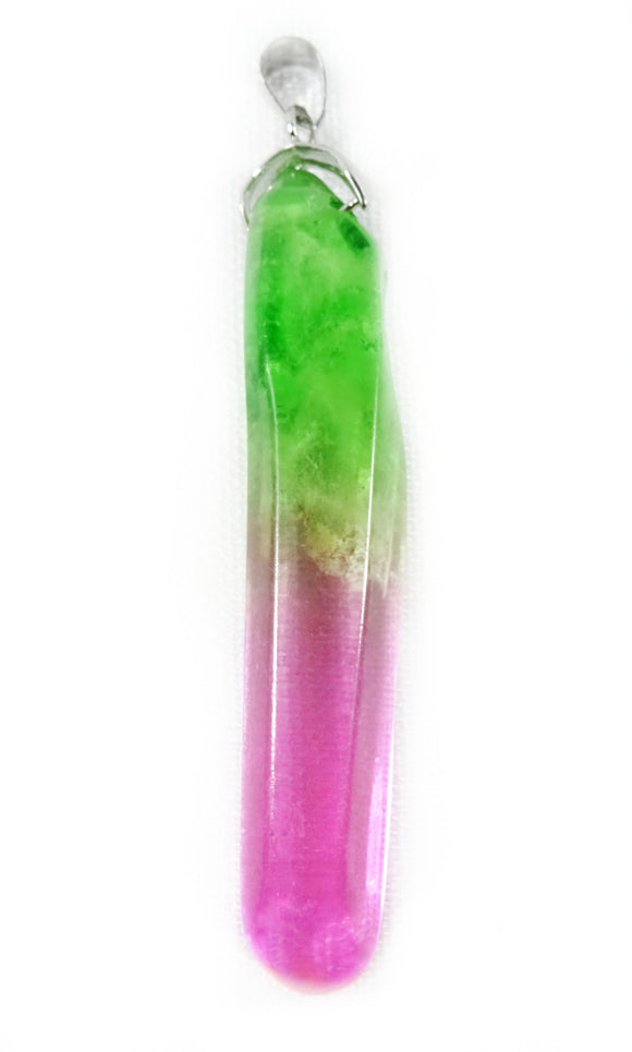Pink and Green Quartz Point Pendant | Crystal Jewellery | Point Pendants