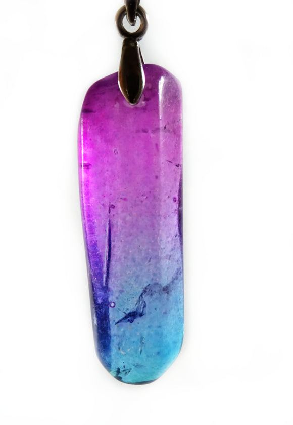 Magenta and Blue Quartz Long Point Pendant | Crystal Jewellery | Point Pendants