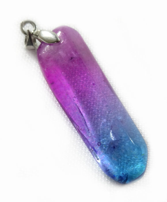 Magenta and Blue Quartz Long Point Pendant | Crystal Jewellery | Point Pendants