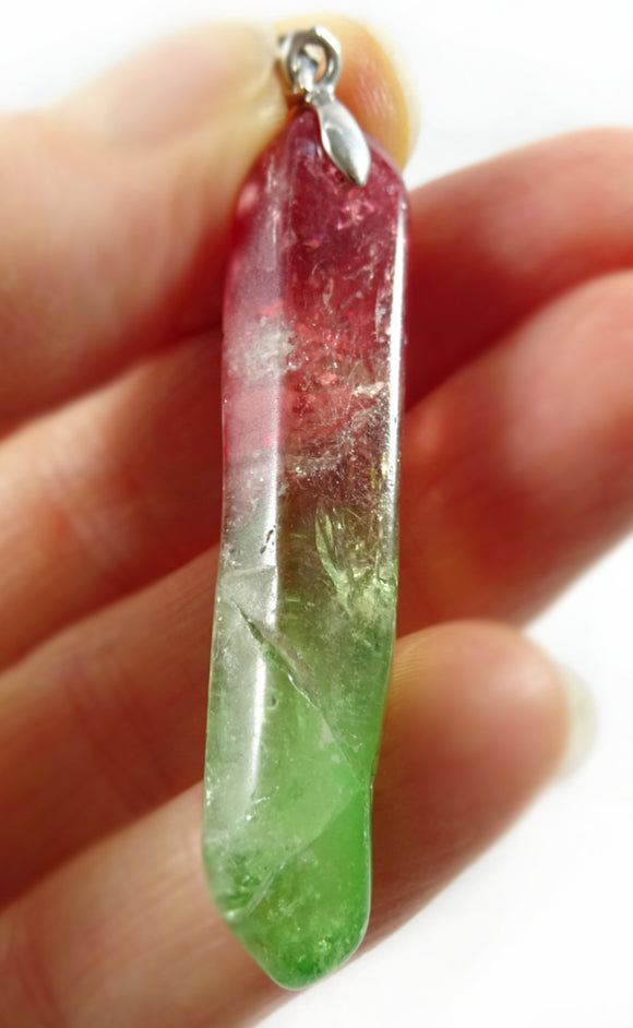 Green and Red Quartz Point Pendant | Crystal Jewellery | Point Pendants