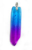 Magenta and Blue Flat Quartz Point Pendant | Crystal Jewellery | Point Pendants