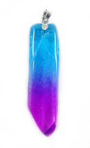 Magenta and Blue Flat Quartz Point Pendant | Crystal Jewellery | Point Pendants