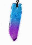 Magenta and Blue Flat Quartz Point Pendant | Crystal Jewellery | Point Pendants