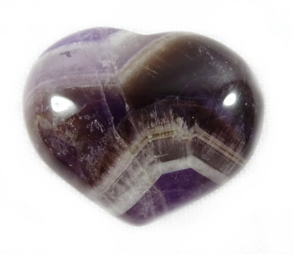 Chevron Amethyst Heart (Small) | Crystal Carvings | Polished Crystal Hearts