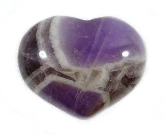 Chevron Amethyst Heart (Small) | Crystal Carvings | Polished Crystal Hearts
