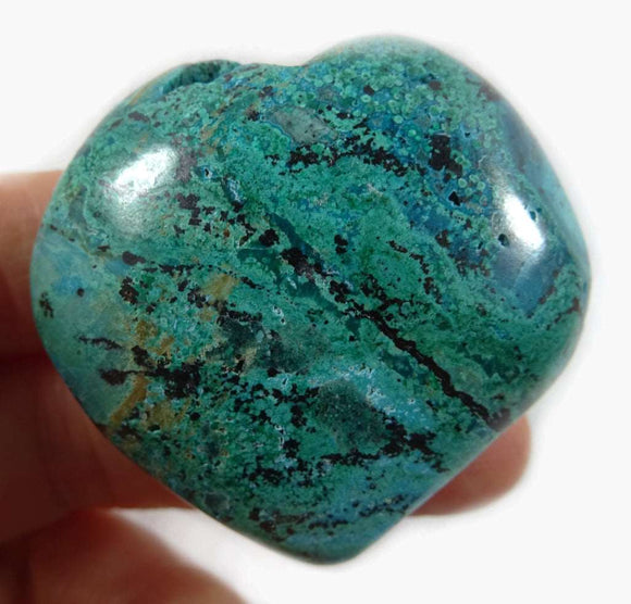 Chrysocolla Malachite Heart | Crystal Carvings | Polished Crystal Hearts