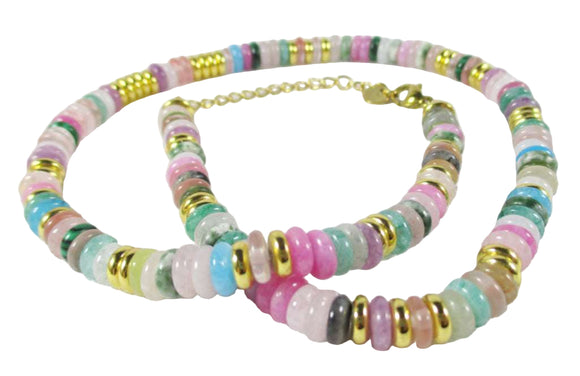 Mixed Crystal Disk Necklace 16" | Crystal Jewellery | Crystal Necklaces